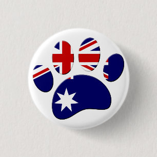 Australië Vlag Hond Paw Print Ronde Button 3,2 Cm