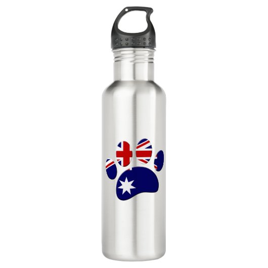 Australië Vlag Hond Paw Print Waterfles (Voorkant)