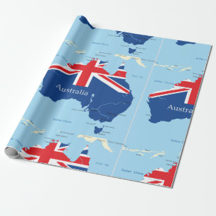 Australië Vlag Kaart Silhouet Cadeaupapier