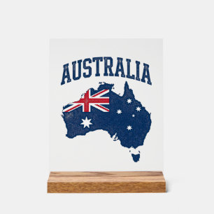Australië Vlag Kaart Vintage Vervaaide Grafiek_1 Acryl Bord