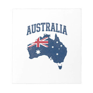Australië Vlag Kaart Vintage Vervaaide Grafiek_1 Notitieblok