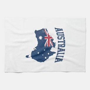 Australië Vlag Kaart Vintage Vervaaide Grafische_1 Theedoek