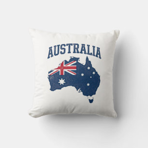 Australië Vlag Kaart Vintage Vervallen Grafisch_1 Kussen
