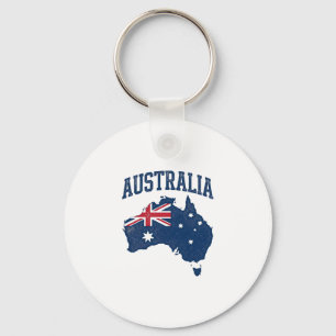 Australië Vlag Kaart Vintage Vervallen Grafisch_1 Sleutelhanger