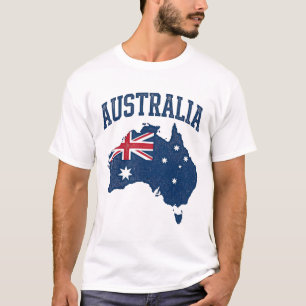 Australië Vlag Kaart Vintage Vervallen Grafisch_1 T-shirt