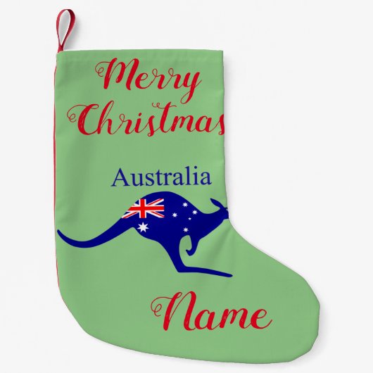 Australië Vlag Kangoeroe Thunder_Cove Kleine Kerstsok (Voorkant)