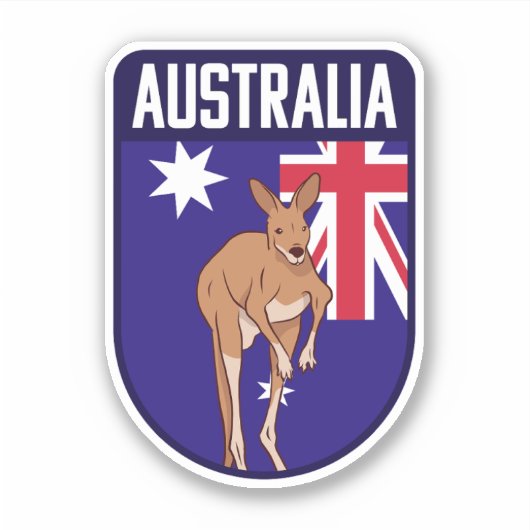 Australië Vlag met Kangoeroe - Australië Reizen Sticker (Voorkant)