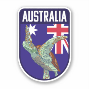 Australië Vlag met Zee Schildpad - Australië Reize Sticker