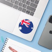 Australië Vlag Ronde Sticker (Laptop met iPhone)