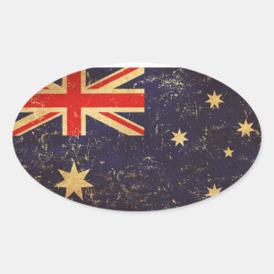Australië Vlag Vintage Ontwerp Ovale Sticker