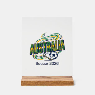 Australië Voetbal 2026 Voetbal Vet Land Typografie Acryl Bord