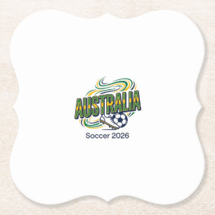 Australië Voetbal 2026 Voetbal Vet Land Typografie Kartonnen Onderzetters