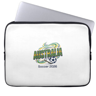 Australië Voetbal 2026 Voetbal Vet Land Typografie Laptop Sleeve