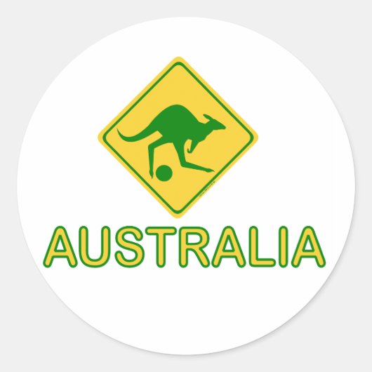 Australië Voetbal Kangoeroe Ronde Sticker (Voorkant)