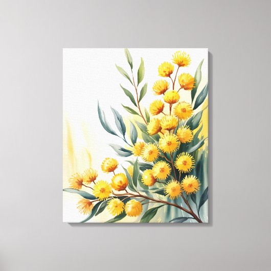 Australië — Waterverf Gouden Wattle Canvas Afdruk (Voorkant)