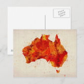 Australië Waterverf Map Art Print Briefkaart (Voorkant / Achterkant)
