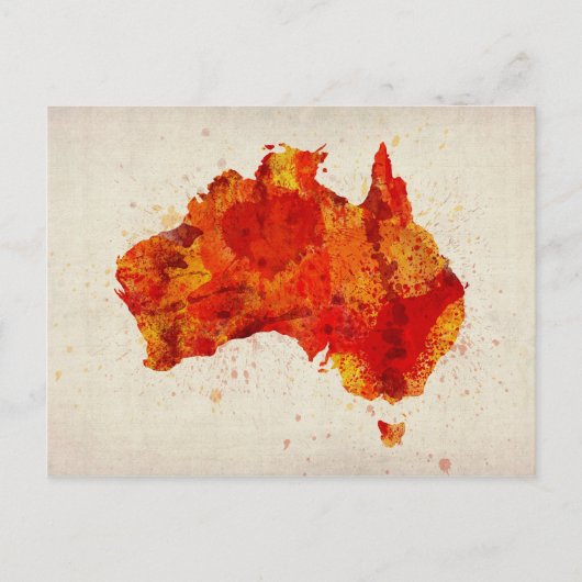 Australië Waterverf Map Art Print Briefkaart (Voorkant)