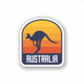 Australië Zonsondergang met Kangoeroe Silhouet - R Sticker (Voorkant)