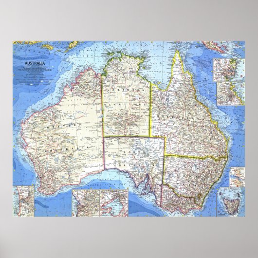 "Australien: 1963/heute - Details lierte Karte ... Poster (Voorkant)