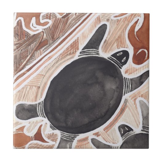Australiër Dreams Myth Animals Big Turtle tile Tegeltje (Voorkant)