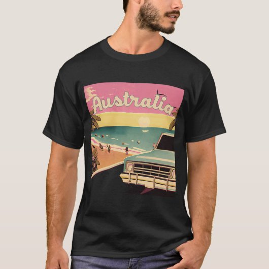 Australiër Retro Beach Vacation Graphics Australia T-shirt (Voorkant)