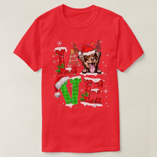 Australiër Shepherd Dog Tree Kerstmis T-shirt (Design voorkant)