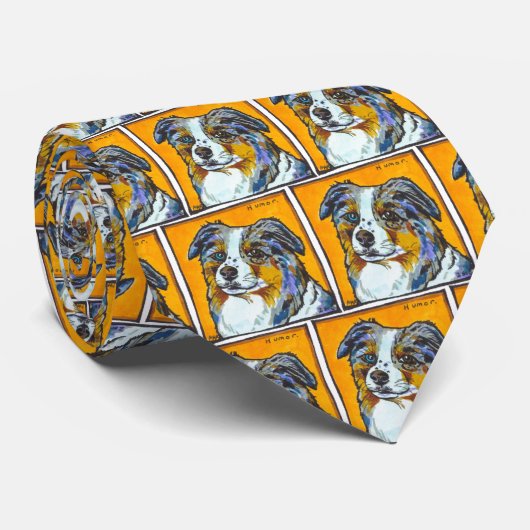 Australiër Shepherd-kunst schildert leuke kleurrij Stropdas (Opgerold)