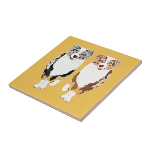 Australiër Shepherds 4-inch keramische tegel Tegeltje (Zijkant)