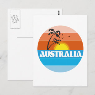 Australisch 80er zonsondergang retro logo briefkaart