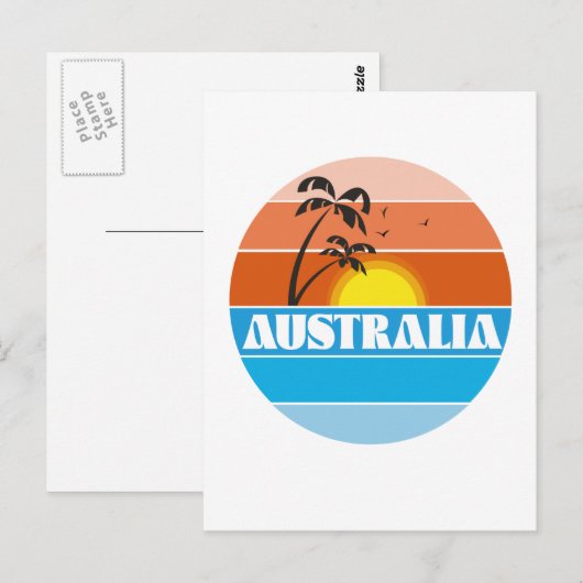 Australisch 80er zonsondergang retro logo briefkaart (Voorkant / Achterkant)