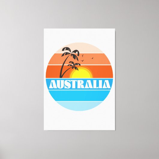 Australisch 80s zonsondergang retro logo canvas afdruk (Voorkant)