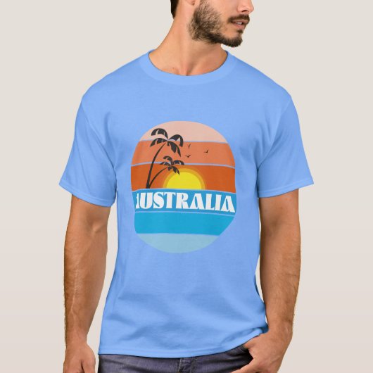 Australisch 80s zonsondergang retro logo t-shirt (Voorkant)