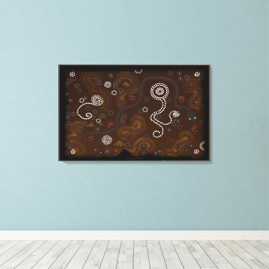 Australisch aboriginal-achtige Outback Desert Art Canvas Afdruk (Insitu (Houten vloer))