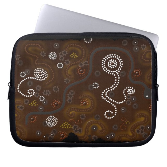 Australisch Aboriginal Art Desert Snake, Watergate Laptop Sleeve (Voorkant)