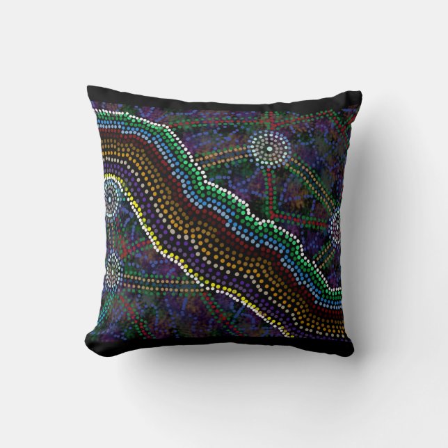 Australisch aboriginal Design Cushion Kussen (Voorkant)