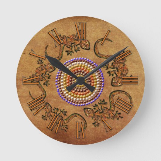 Australisch aboriginal kunst met een cirkel van Ge Ronde Klok (Voorkant)
