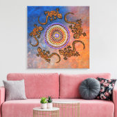 Australisch Aboriginal-stijl Gecko Circle of Life Canvas Afdruk (Insitu (Woonkamer))