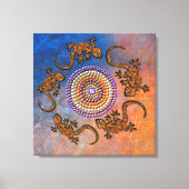 Australisch Aboriginal-stijl Gecko Circle of Life Canvas Afdruk (Voorkant)