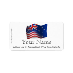 Australisch-Amerikaanse zwaaiende vlag Etiket