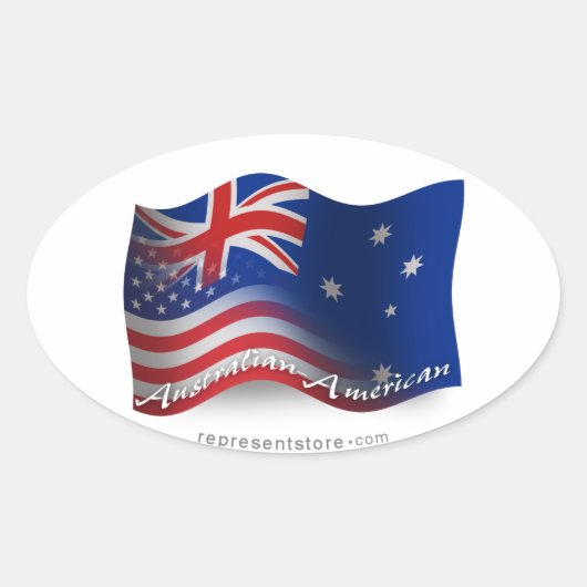 Australisch-Amerikaanse zwaaiende vlag Ovale Sticker (Voorkant)