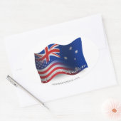 Australisch-Amerikaanse zwaaiende vlag Ovale Sticker (Envelop)