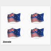 Australisch-Amerikaanse zwaaiende vlag Ovale Sticker (Vel)