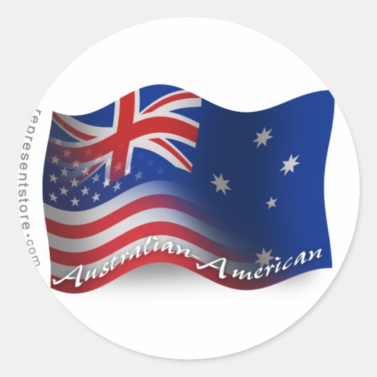 Australisch-Amerikaanse zwaaiende vlag Ronde Sticker (Voorkant)
