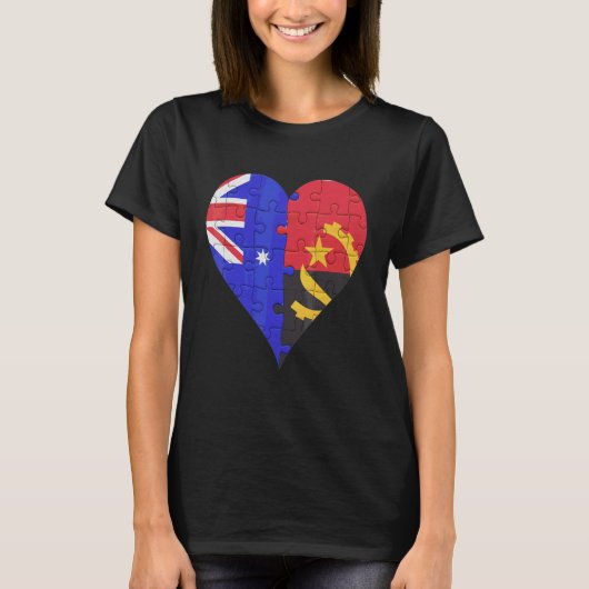 Australisch Angolan Flag Heart T-shirt (Voorkant)