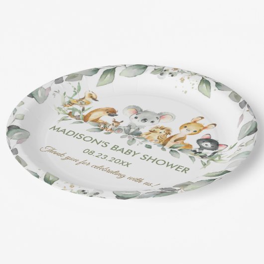 Australisch Baby shower van Birthday Greenery Papieren Bordje (Gekanteld)