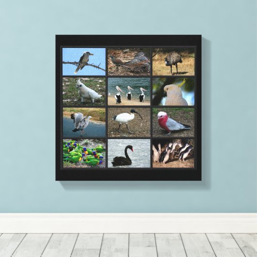 Australisch Birdwatchers Collage Canvas Afdruk (Insitu (Houten vloer))