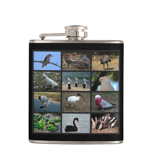 Australisch Birdwatchers Collage Heupfles (Voorkant)