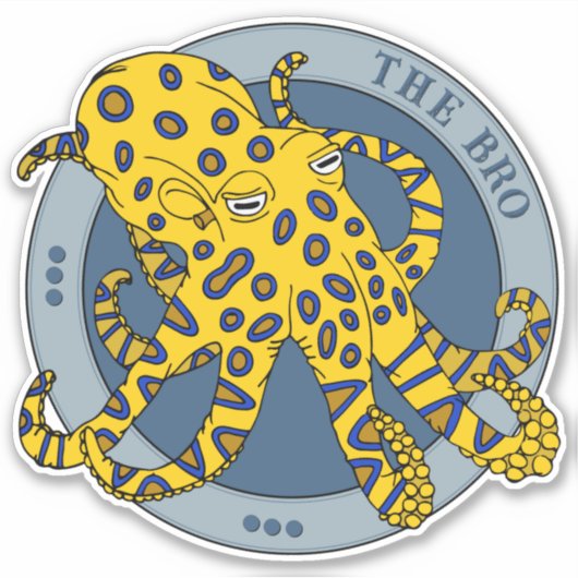 Australisch blauwringd octopus karakter sticker (Voorkant)