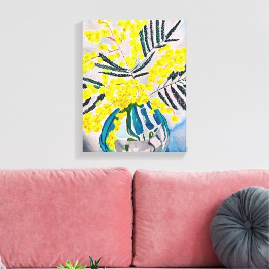 Australisch bloemcanvas met gele Wattle-kunst Canvas Afdruk (Insitu (Woonkamer))