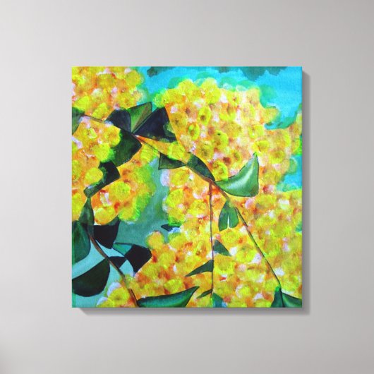 Australisch bloemcanvas met gele Wattle-kunst Canvas Afdruk (Voorkant)